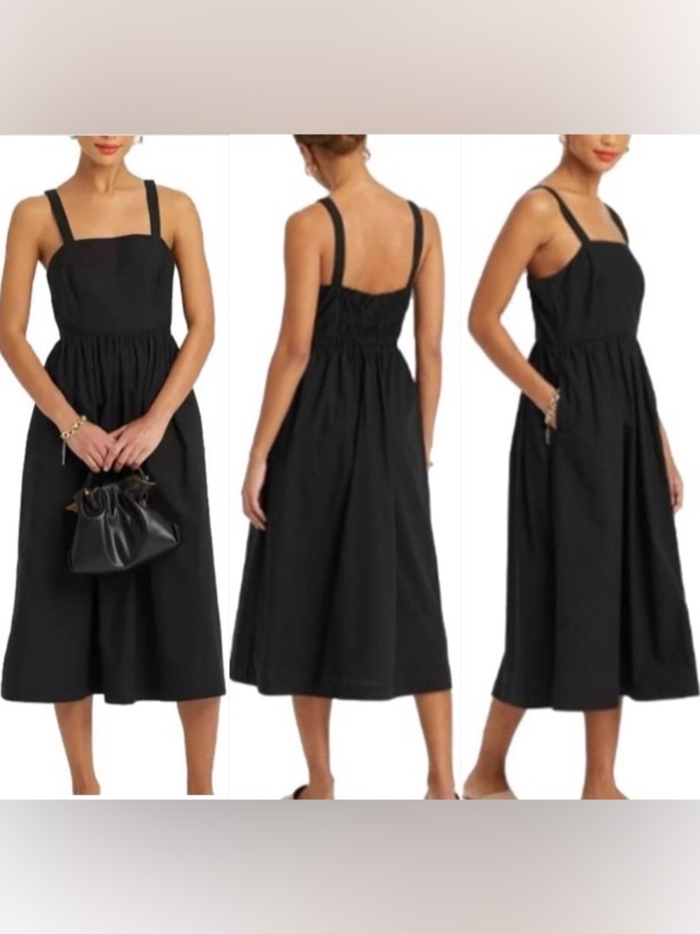 A New Day Sleeveless Fit and Flare Black 100% Cotton Summer Dress with Pockets M